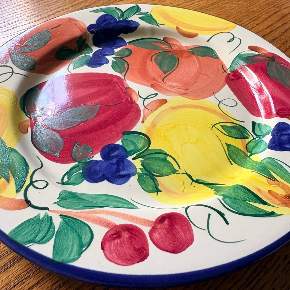 Patton handmade Stoneware pottery Fruit Dinner Plate - Multicolor- made in USA. - Picture 4 of 10